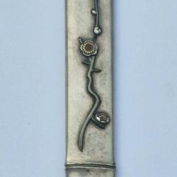 KOZUKA EN ARGENT BRANCHE FLEURS CERISIER MANCHE COUTEAU SABRE JAPONAIS TANTO WAKIZASHI KATANA JAPON 