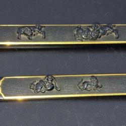 KOGAI & KOZUKA FUTAKOROMONO SHISHI en SHAKUDO & OR SIGNATURE GOTO MITSUOKI 1725 - 1776 JAPON EDO PER