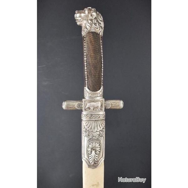 DAGUE DE VNERIE PREMIER EMPIRE EN ARGENT CHASSE IMPERIALE - FRANCE DIRECTOIRE CONSULAT Collection F