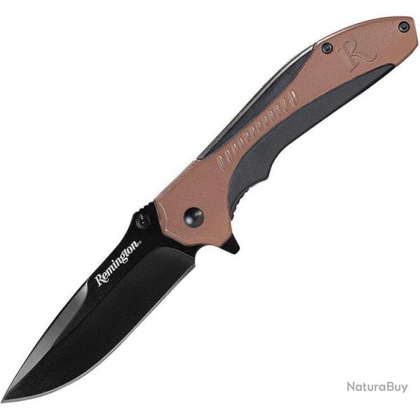 R15669 Couteau Remington Sportsman Linerlock A/O Manche Black/Tan Polymer Lame Acier 8Cr13MoV Clip