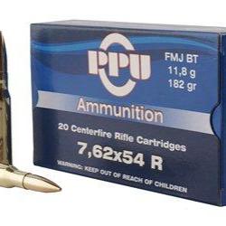 Cartouches PPU Calibre 7,62x54R FMJ 182grs - Boite de 20 unit&eacute;s
