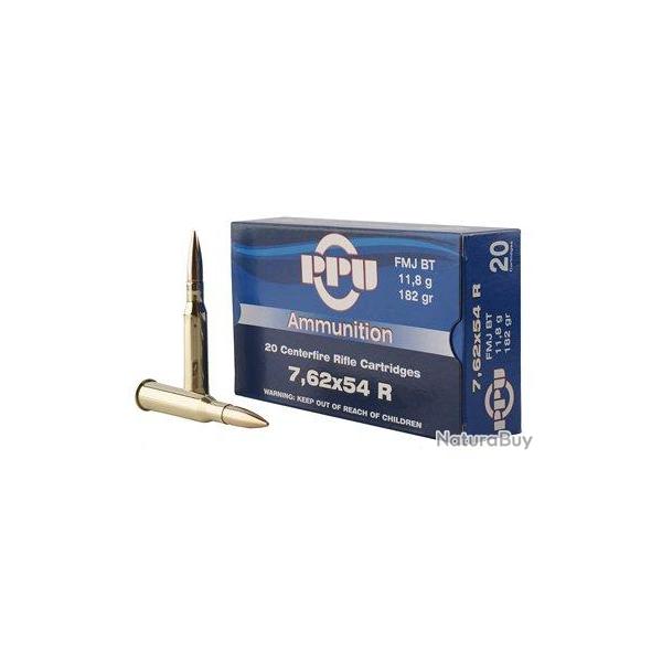 Cartouches PPU Calibre 7,62x54R FMJ 182grs - Boite de 20 unit�s