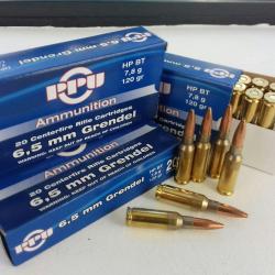 Cartouches PPU 6,5 mm GRENDEL 120gr (7,8g) HP BT - boite de 20 unit&eacute;s