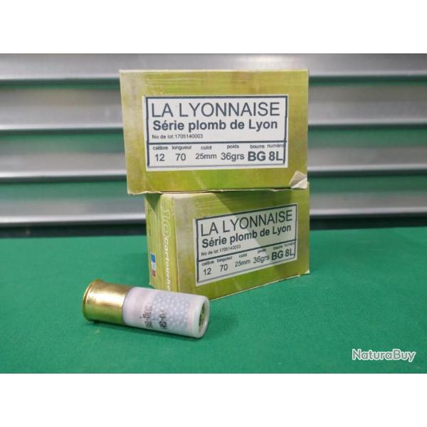 lot 2 boites de 10 cartouches LA LYONNAISE cal 12/70 en 36 gr BG plomb 8