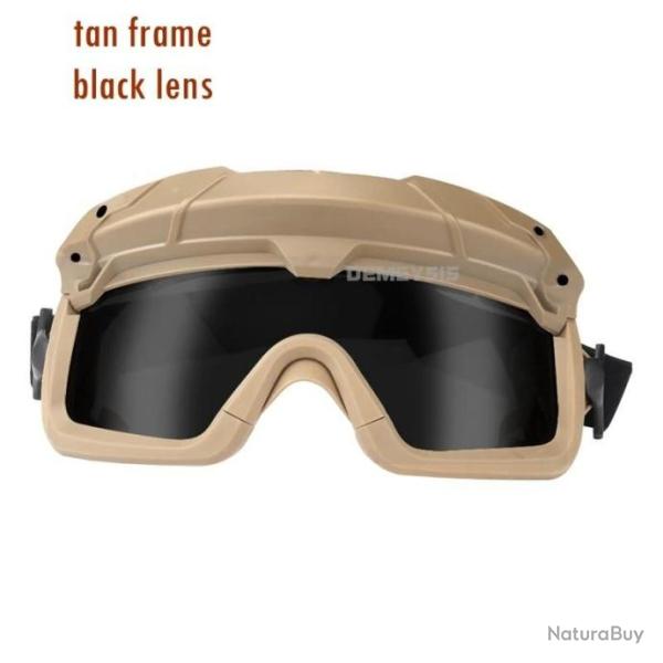 Lunette De Protection Airsoft/Paintball TAN Lentille Noir - LIVRAISON GRATUITE !!