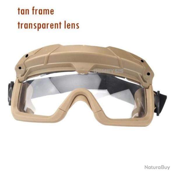 Lunette De Protection Airsoft/Paintball TAN Lentille Transparente - LIVRAISON GRATUITE !!