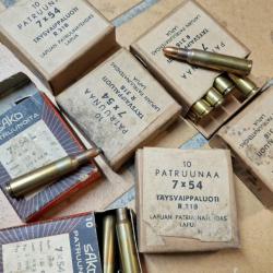 FINNICH 7 x 54 mm LAPUA BOITE 10 MUNITIONS Finlandaise 6,5x55 7mm Tr&egrave;s bon Categorie C