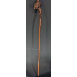 ART POPULAIRE CANNE DE MARCHE EN BOIS SCULPTEE - FRANCE XIX&egrave; Bon Collection France