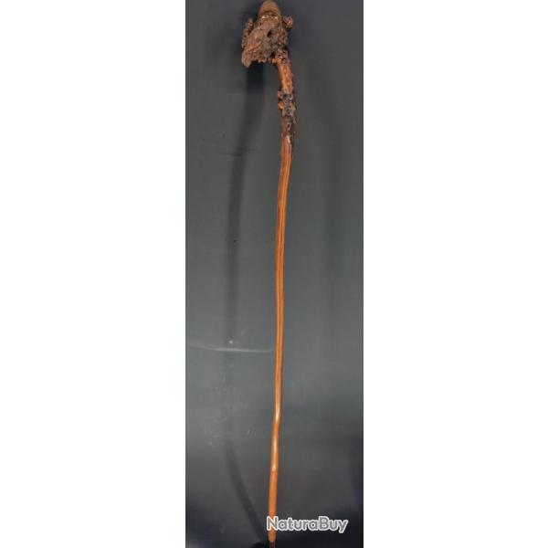 ART POPULAIRE CANNE DE MARCHE EN BOIS SCULPTEE - FRANCE XIX� Bon Collection France