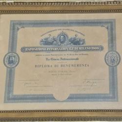 REGIS DARNE CADRE DIPLOME PRIX DU MERITE A L'EXPOSITION INTERNATIONALE DE MILAN EN1906