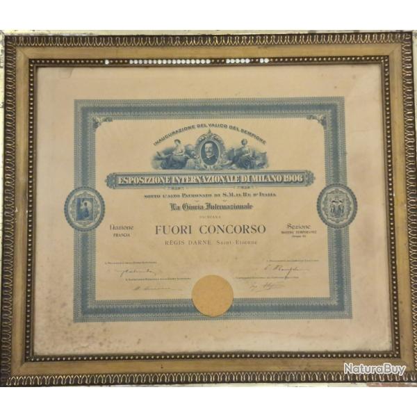 REGIS DARNE CADRE PRIX HORS CONCOURS DE L'EXPOSITION INTERNATIONALE MILANO 1906
