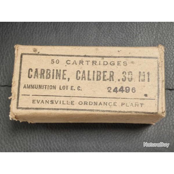 BOITE CARTOUCHES MUNITIONS DE PARACHUTAGE MAQUIS DES GLIERES ANNECY USM1 CALIBRE 30M1 PLEINE NON OUV