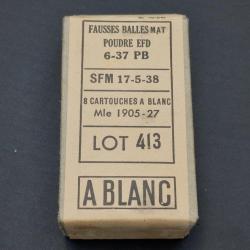BOITE 8 MUNITIONS CARTOUCHES A BLANC 1938 CALIBRE 8MM LEBEL 8 X 51 R MODELE 1905-27 France Tr&egrave;s bon 