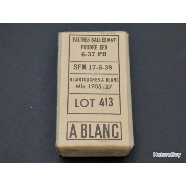 BOITE 8 MUNITIONS CARTOUCHES A BLANC 1938 CALIBRE 8MM LEBEL 8 X 51 R MODELE 1905-27 France Tr�s bon 