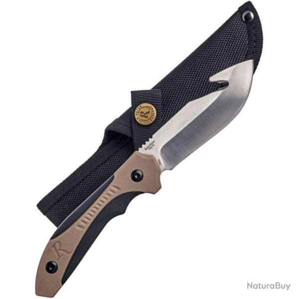 R15676 Couteau Remington Sportsman Guthook Manche Black/Tan Polymer Lame Acier 440 Etui Nylon