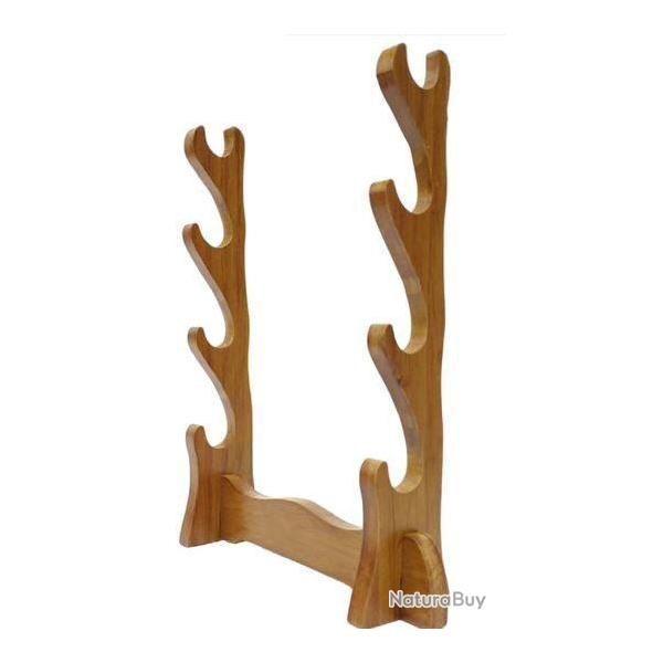 Pr�sentoir  bois massif pour 4 pi�ces - Pour �p�e - Affichage Horizontal pour Tanto Katana Wakizashi