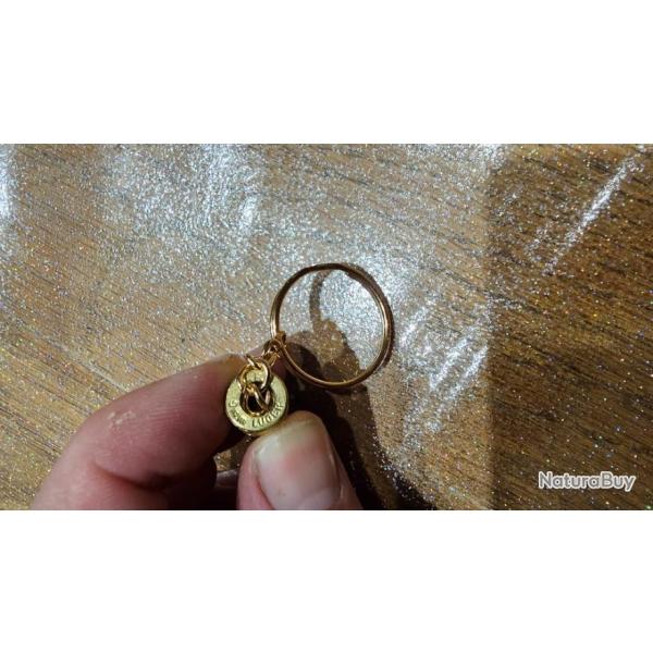 Porte cl vritable balle 9 mm, couleur Or, fait main (Munition dsamorce et neutralise)