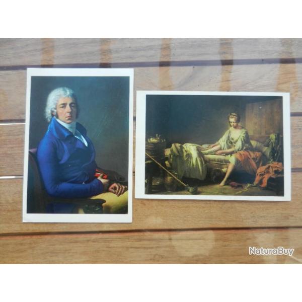 2 anciennes cartes postales publicitaires Loterie Nationale - chefs d'oeuvre mus�e Saint Omer