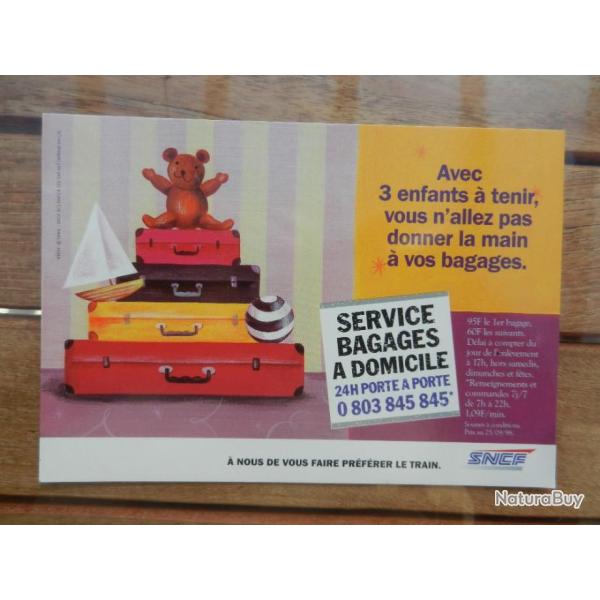 ancienne carte postale publicitaire S.N.C.F. - service bagage � domicile