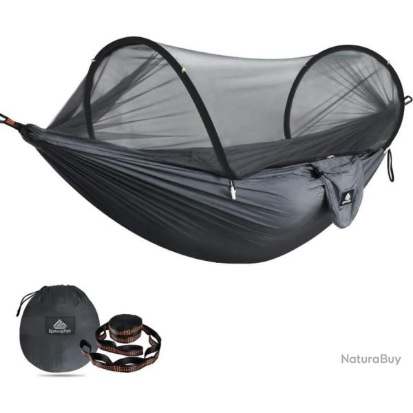 Hamac de Voyage Ultralger 275x140cm Moustiquaire Nylon Parachute Charge 300 kg Bivouac Trekking