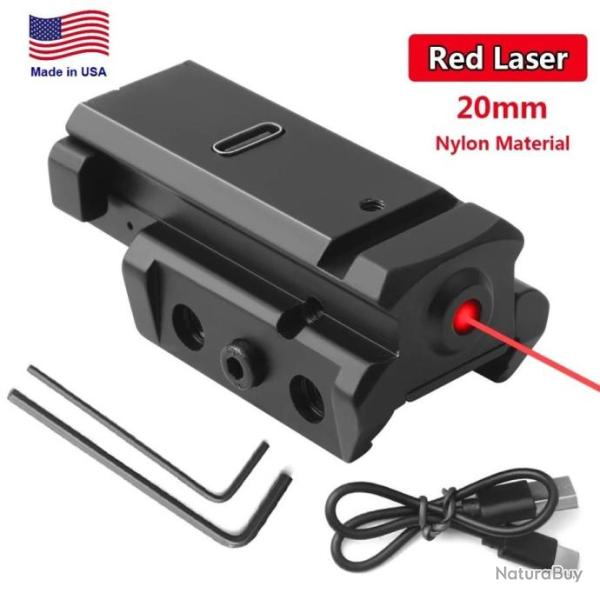 DESTOCKAGE Viseur Laser Tactique Rechargeable Usb Rail 20mm Ambidextre Chasse Airsoft en Alu