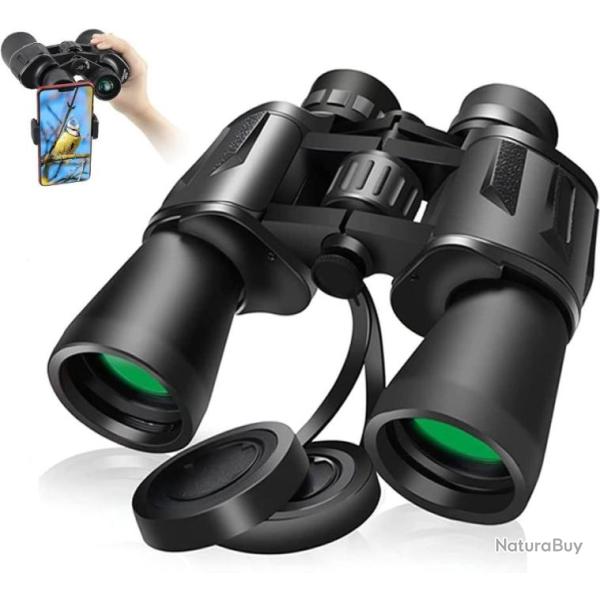 Jumelles Adultes Puissantes 20x50 Objectif Bak4 Prisme FMC HD �tanches avec Clip de T�l�phone