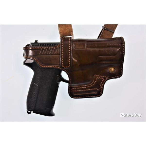 Holster d' �paule port horizontal SIG PRO 2022  cuir sellier (sellerie du Thymerais)