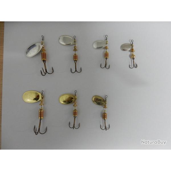 LOT DE 10 CUILLERS MEPPS AGLIA TAILLES 0 1 2 3 ARGENT OU OR