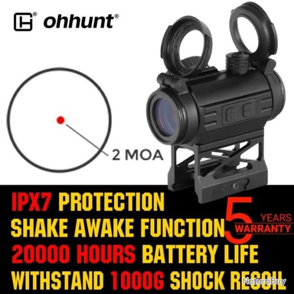Ohhunt Viseur Point Rouge 1x20 2 MOA IPX7 Paiement en 3 ou 4 fois - LIVRAISON GRATUITE !!!