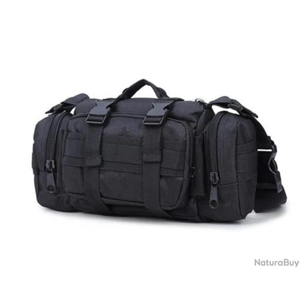 Saccoche attache molle avec bandouli�re type militaire et �tanche de couleur noir