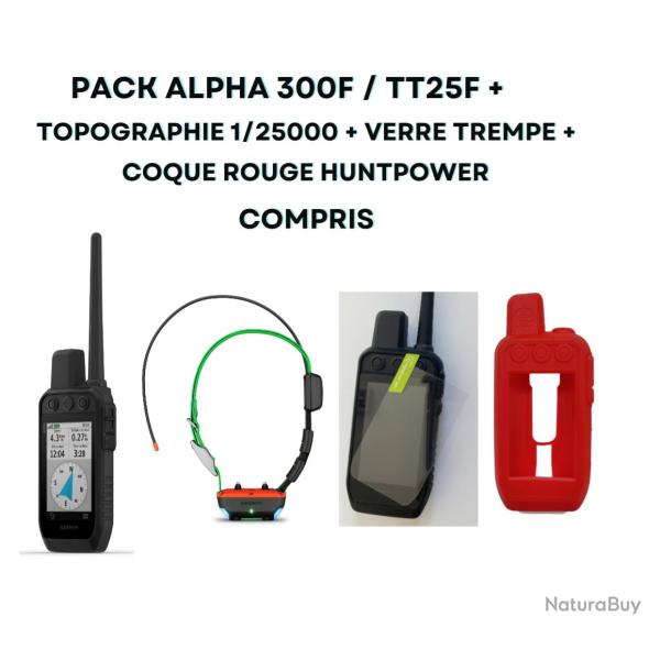 Garmin pack Alpha 300F avec 1 collier TT25F + topographie 1/25000 + verre tremp� + coque+ ACUFA