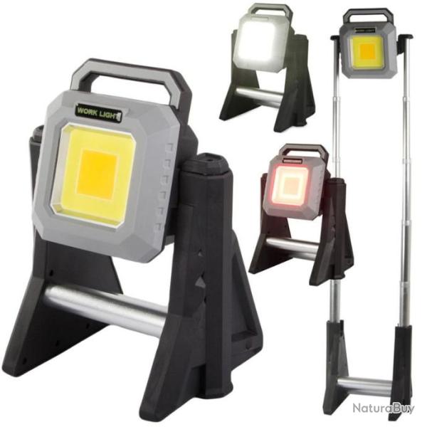Spot Halog�ne de Chantier T�lescopique Rechargeable Led 3000 lumens