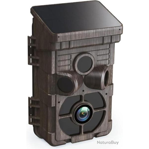 Cam�ra de Chasse Solaire 24MP 1080P Batterie Rechargeable Int�gr�e �tanche IP66 D�clenchement 0,1s