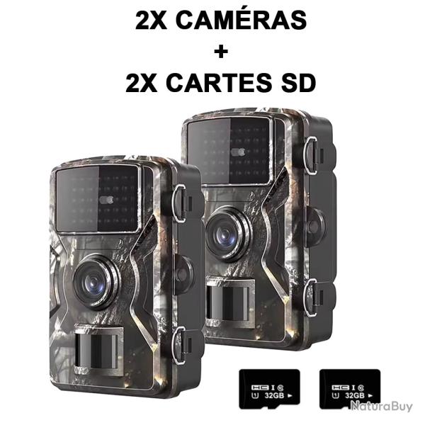 2 CAMRAS DE CHASSE 38 LEDS - CRAN TFT INTERNE - NORME IP66 - SD 32Go OFFERTE - LIVRAISON GRATUITE