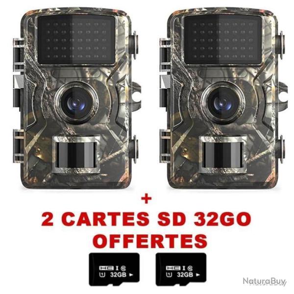 2 CAM�RAS DE CHASSE INFRAROUGE + CARTE SD 32Go OFFERTE - IP66 - LIVRAISON GRATUITE