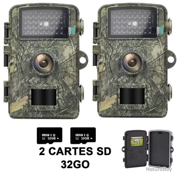 2 CAMRAS DE CHASSE + CARTE SD 32Go OFFERTE - NORME IP66 - LIVRAISON GRATUITE