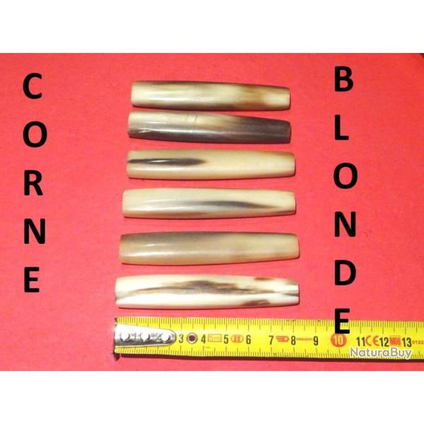 lot de 6 manches en CORNE BLONDE couteaux cuill�re fourchette - VENDU PAR JEPERUTE (D24B66)