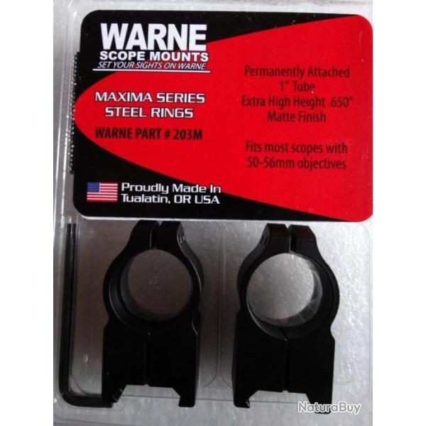 Paire de colliers de montage fixe  WARNE 25.4 mm, extra high, montage weaver