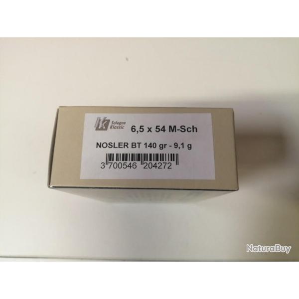 CARTOUCHES SOLOGNE CAL. 6.5 X 54 M-SCH NOSLER 140 GRAINS