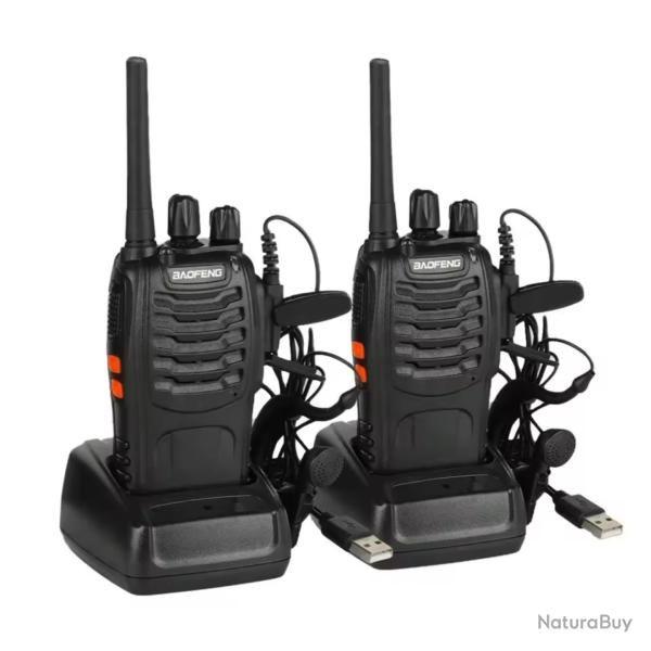 2x Talkie-Walkie Baofeng BF-88E PMR 446 MHz - 2 Radios Bidirectionnelles, Longue Port�e, 16 Canaux