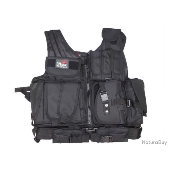 Gilet tactique noir avec ceinturon | DMoniac (0851 0006)