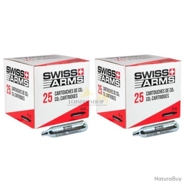 Lot 2 bo�tes de 25 cartouches de CO2 12g - Swiss Arms (marque suisse)