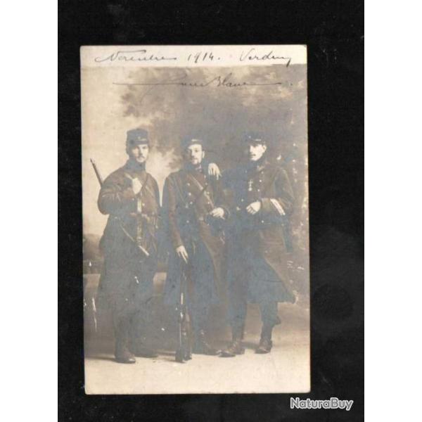 8e r�giment d'infanterie ?  verdun 1914 ,3 troupiers en arme  carte photo