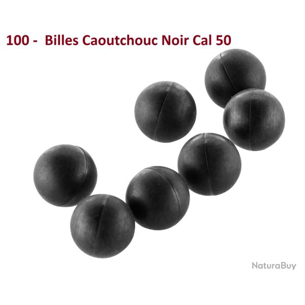 Boites de 100 Billes caoutchouc Noire  Cal. 50