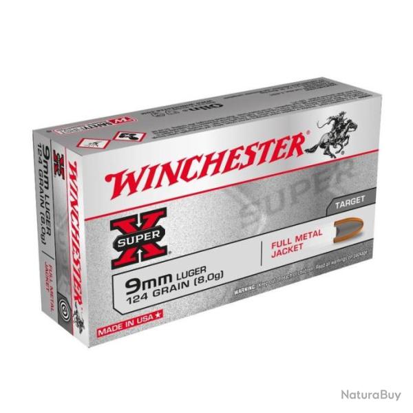 MUNITIONS WINCHESTER SUPER X CALIBRE 9MM 124GRS FMJ- BOITE DE 50 UNIT�S