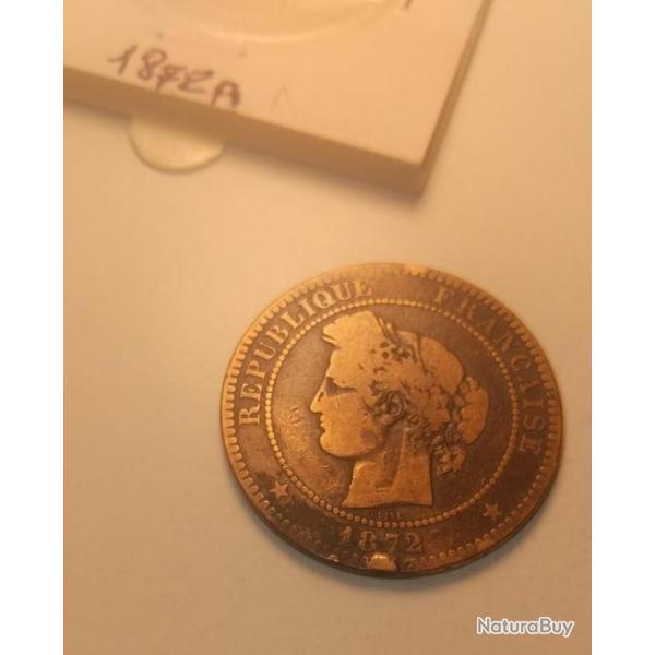 Pi�ce bronze C�r�s 1872 A - 10 centimes.