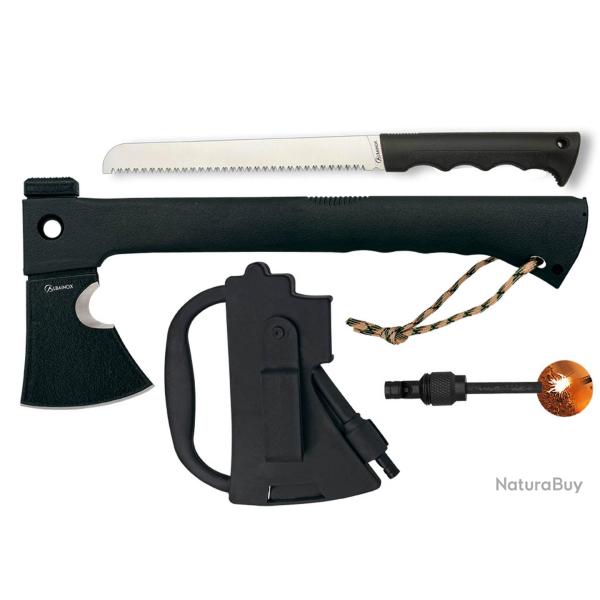 Hache tactique Albainox. allume-feu et scie-HACHE SURVIE ALBAINOX + ALLUME FEU+SCIE + ETUI AVEC POIG