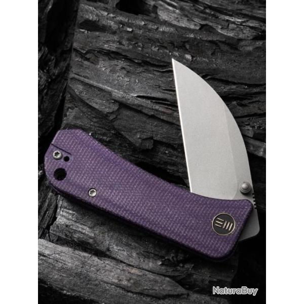 Couteau We Knife Banter Purple Lame Wharncliffe Acier S35VN SW Manche Micarta IKBS Clip WE19068J2