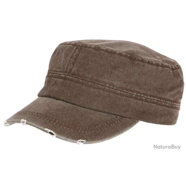 Casquette Militaire Vintage Marron Vieillie en Coton Tendance Kolja Taille unique Marron