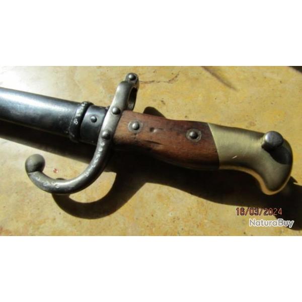 baionnette jus monomatricule fusil Gras fourreau Manufacture d'armes St Etienne1879 nbreux poin�ons